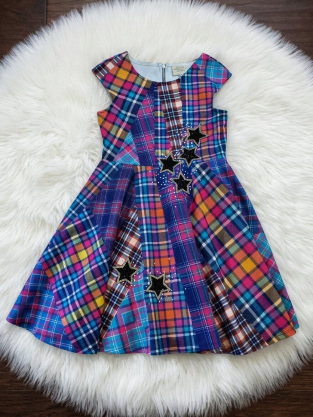 Hannah Banana Plaid Star Dress Size 14